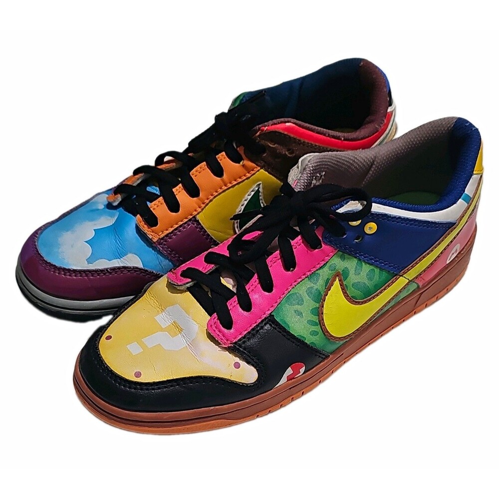 Nike Custom SB Dunk "What The Mario" Sneakers Mario & Luigi Men’s See Descript.